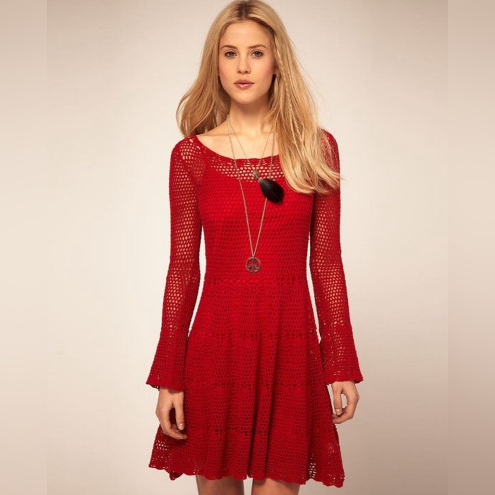 Free People Red Crochet Dress